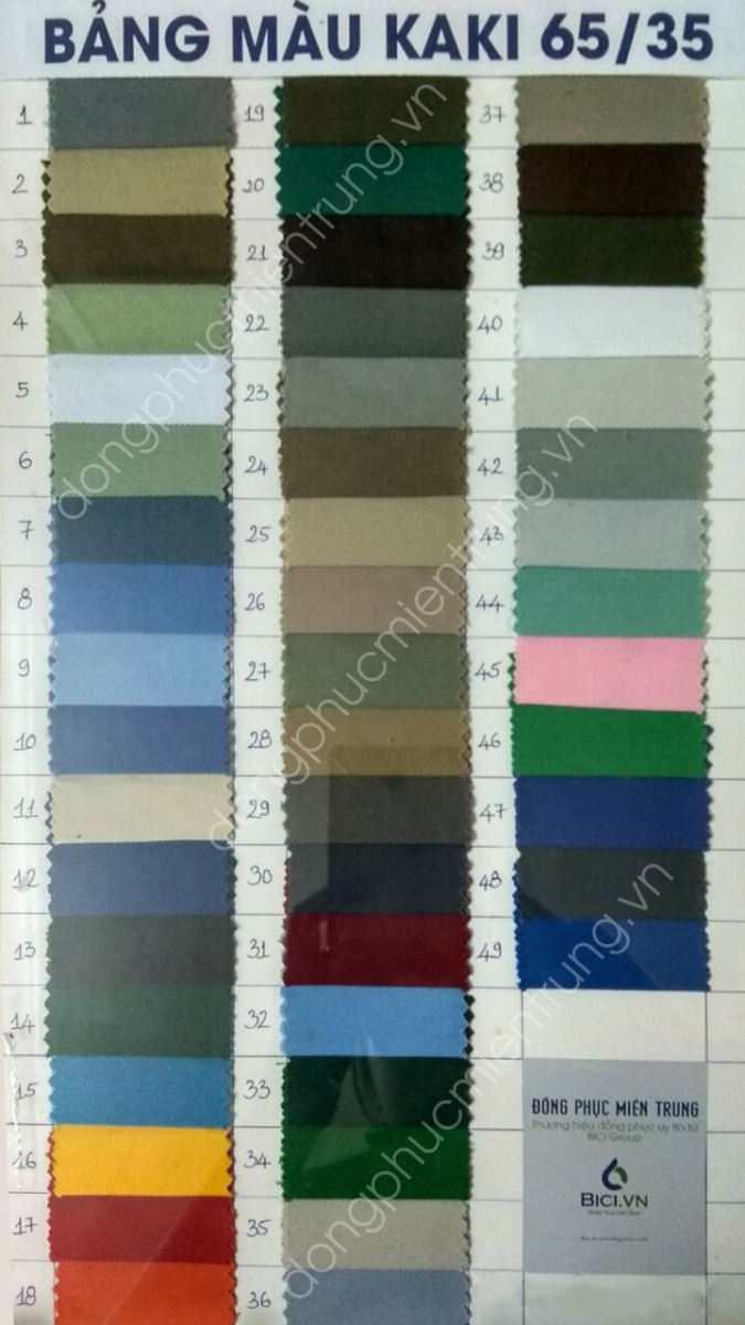 bảng màu kaki 65/35