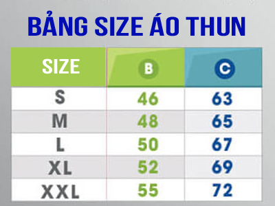 Bảng Size Áo Thun Đồng Phục Tại BiCi