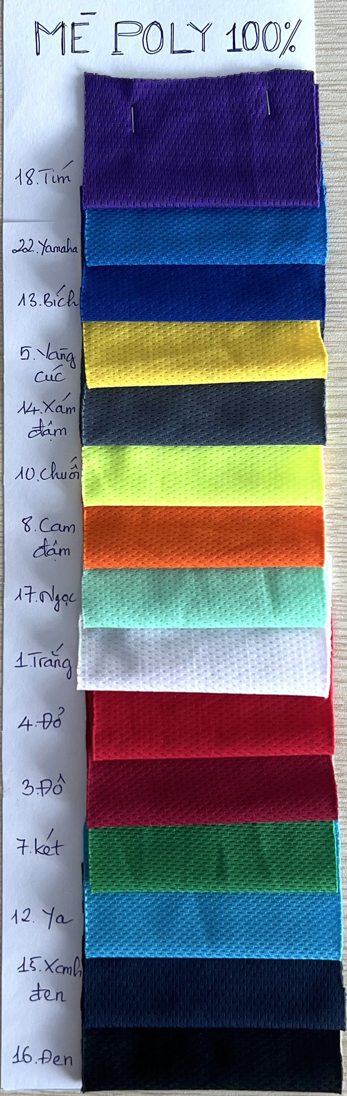 Bảng màu áo thun đồng phục tại công ty BiCi