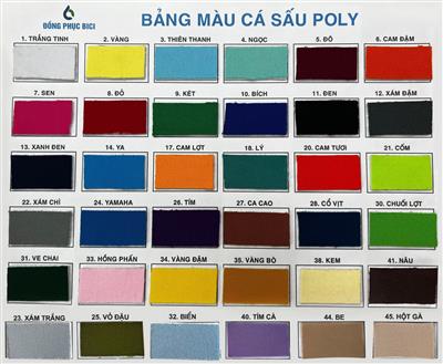 Bảng màu áo thun đồng phục tại BiCi